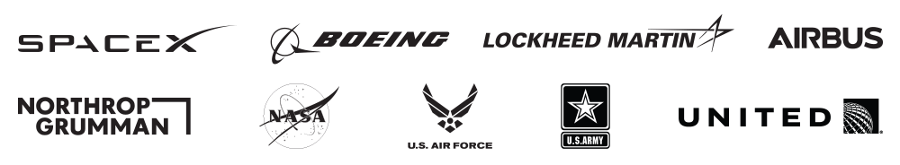 Customers include SpaceX, Boeing, Lockheed Martin, Airbus, Northrop Grumman, NASA, U.S. Air Force, U.S. Army and United Airlines