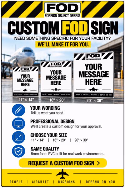Custom FOD Sign &ndash; Personalized FOD Safety Sign