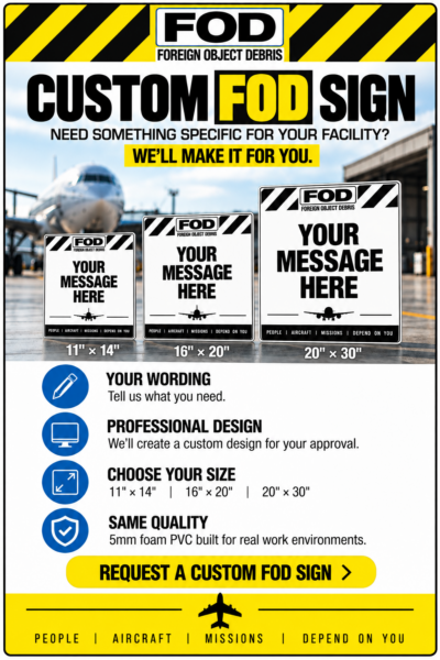 Custom FOD Sign – Personalized FOD Safety Sign