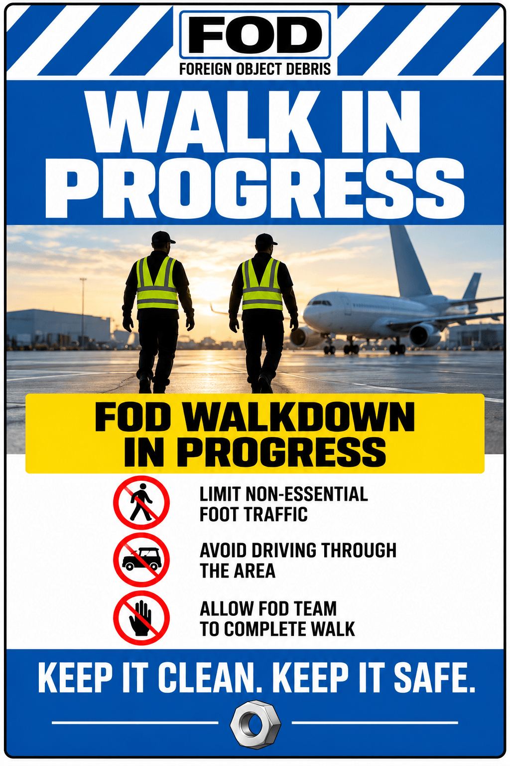FOD Walk in Progress Sign