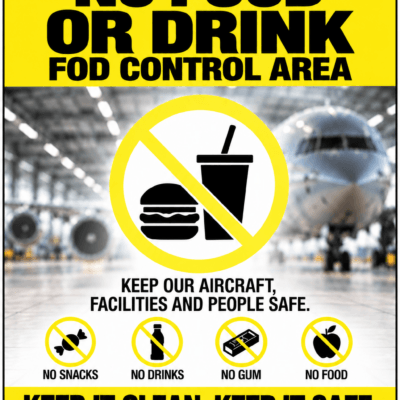 No Food or Drink — FOD Control Area