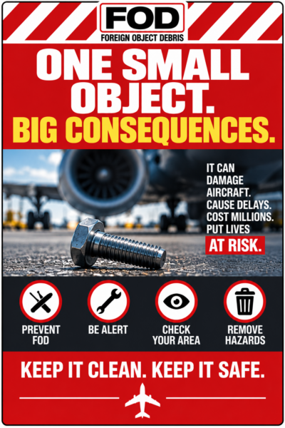 One Small Object. Big Consequences. FOD Sign