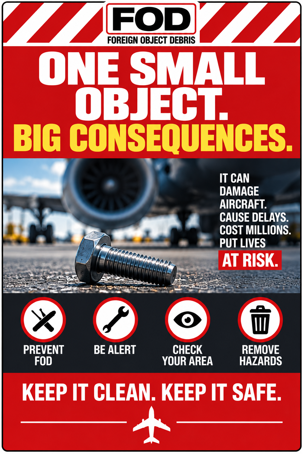 One Small Object. Big Consequences. FOD Sign